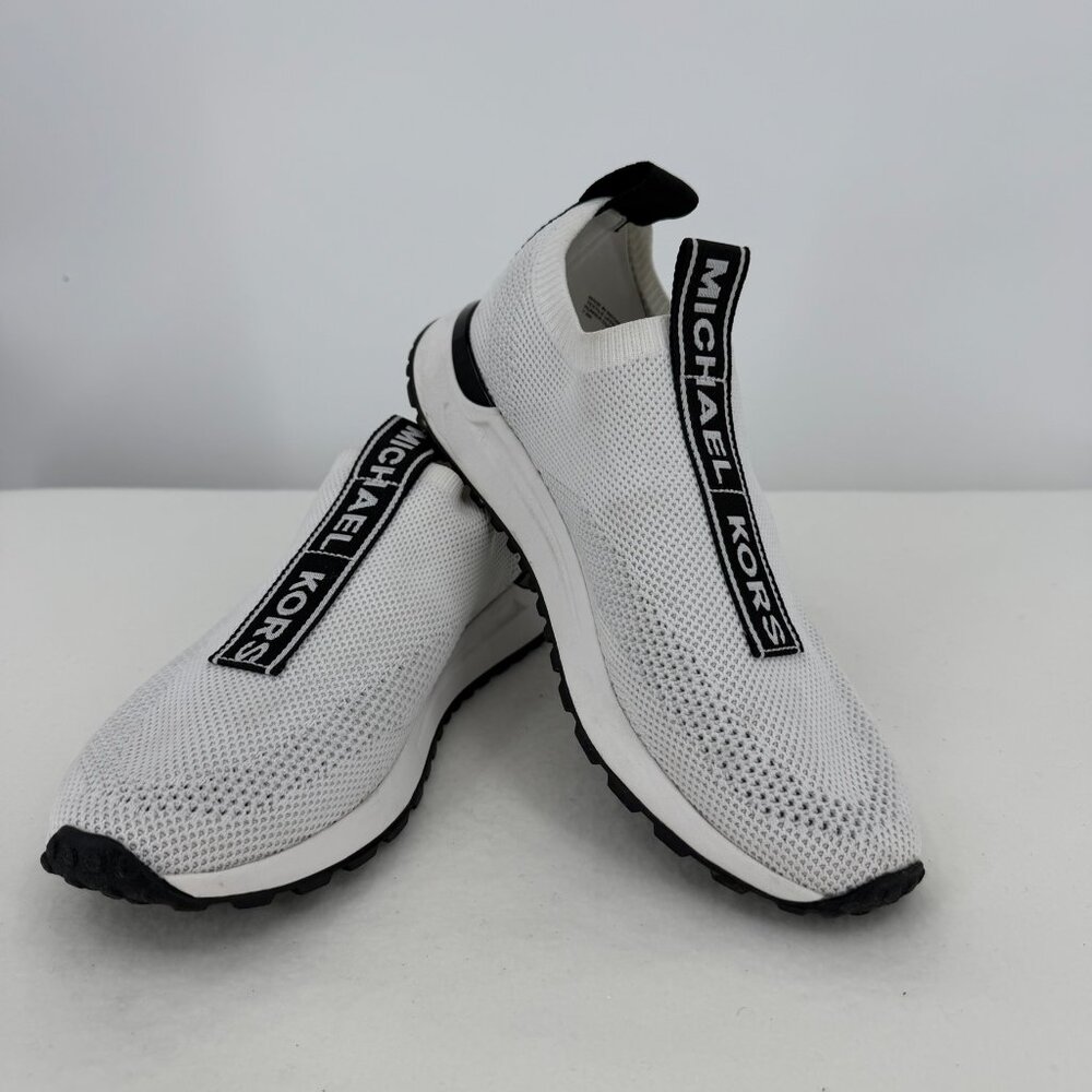 Michael Michael Kors Bodie Logo Tape Mesh Slip-On Trainers - White/Black - 7.5M